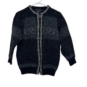 Norwool of Norway Vintage Metal Clasp Cardigan Size M Pure Wool Reindeer Nordic